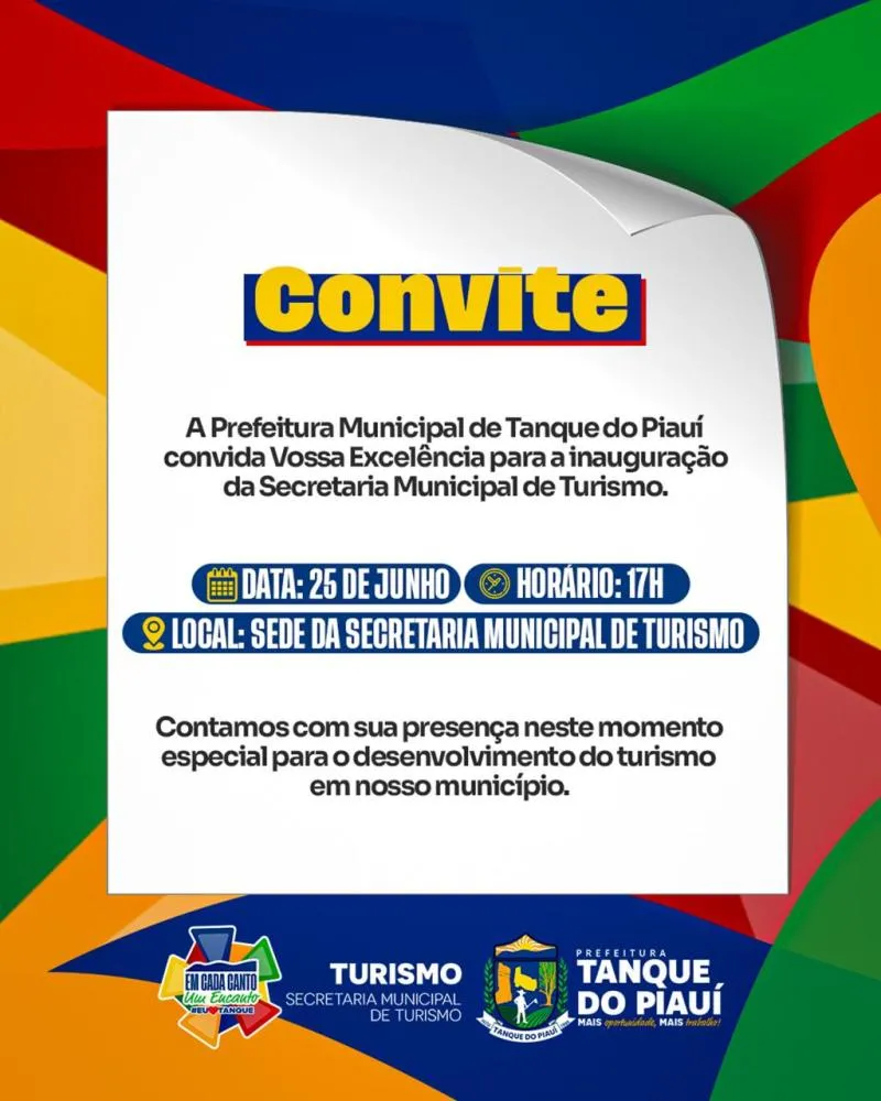 Tanque do Piauí inaugura nesta quinta-feira a Secretaria Municipal de Turismo com presença de autoridades estaduais